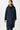 Langer Wollparka mit großer Kapuze für Damen in dunkelblau