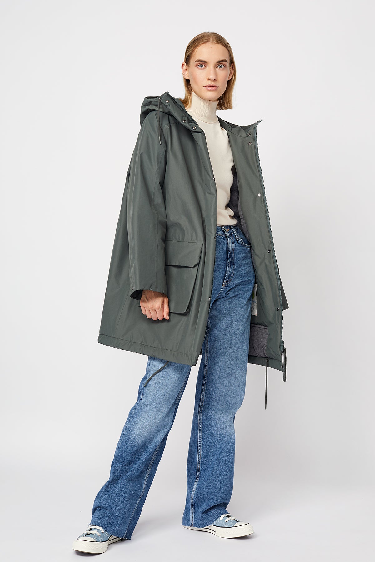 Jacket Parka Kinsey of the fashion label LangerChen in the color Fir, fair  made from sustainable materials | Regenjacken
