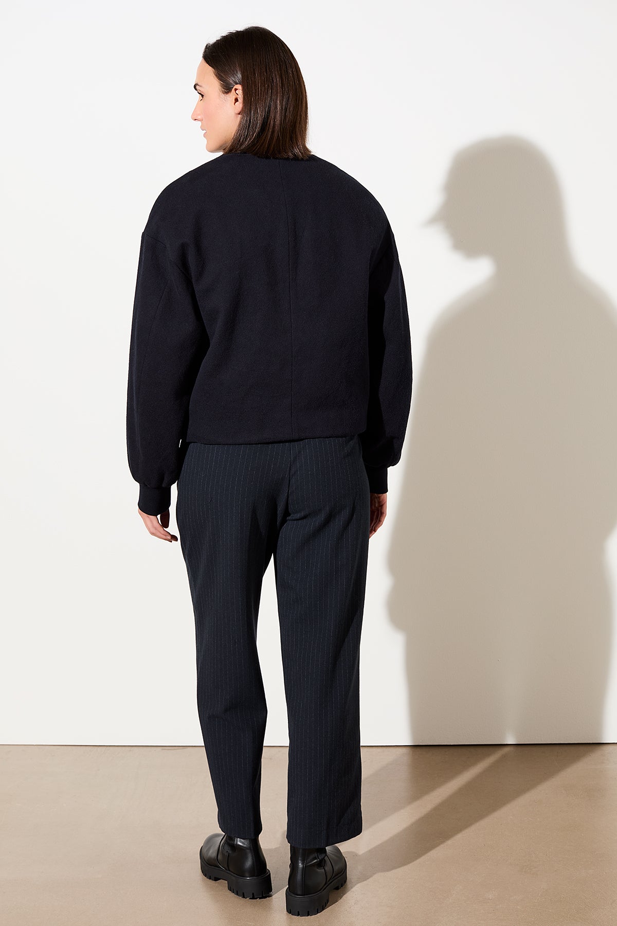Blouson-Jacke mit Strickbund und Druckknöpfen für Damen in dunkelblau