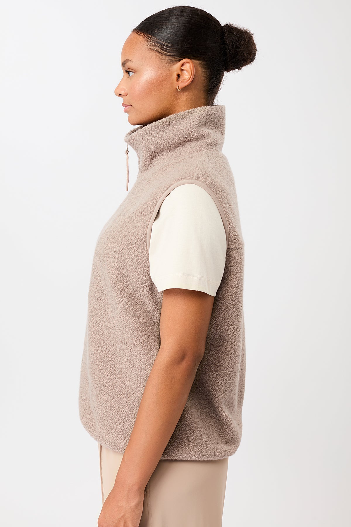 Wollveste für Damen mit hohem Kragen in rose-grau