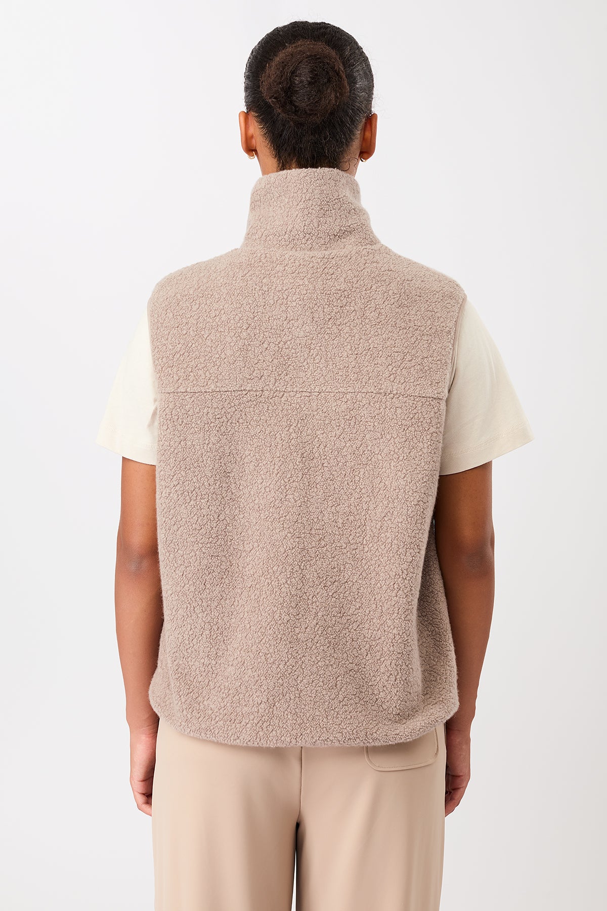 Wollveste für Damen mit hohem Kragen in rose-grau