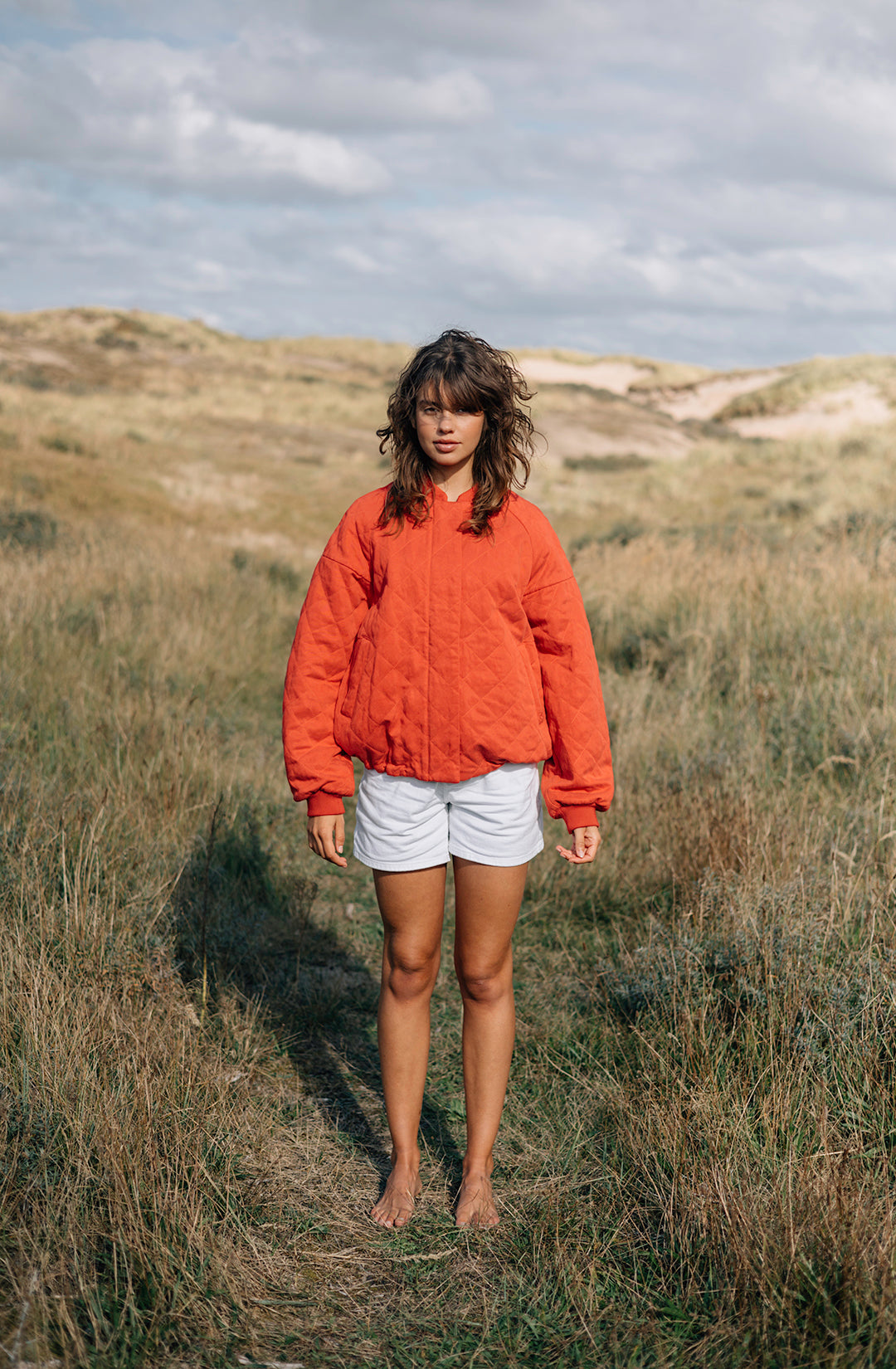 Damen Bomberjacke in poppy rot, dektop ansicht