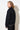 carbon-schwarze Bomberjacke für Damen mit Strickbund und beigem Streifen