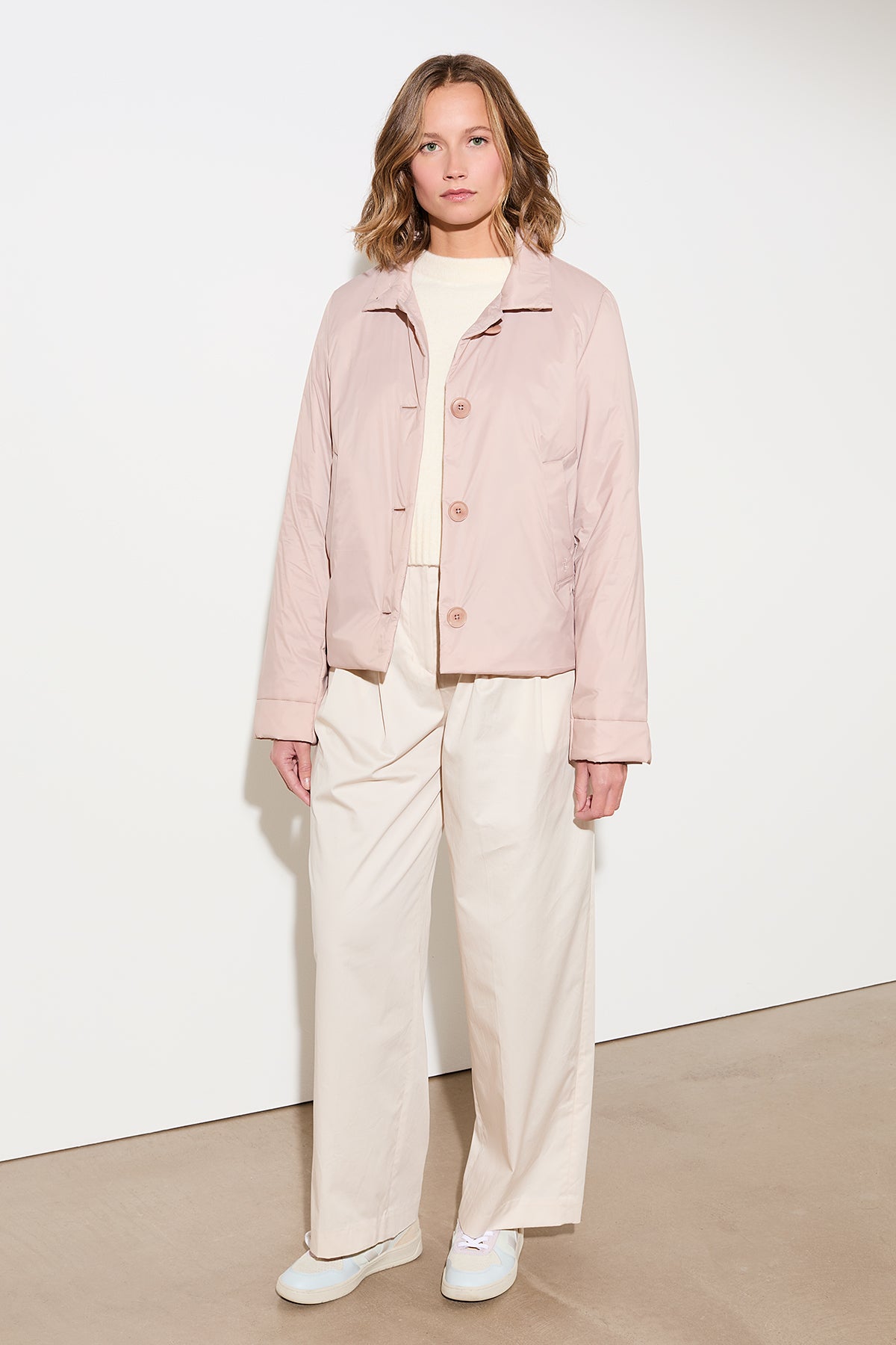 Wattierte Jacke mit kleinem Kragen für Damen in rosa