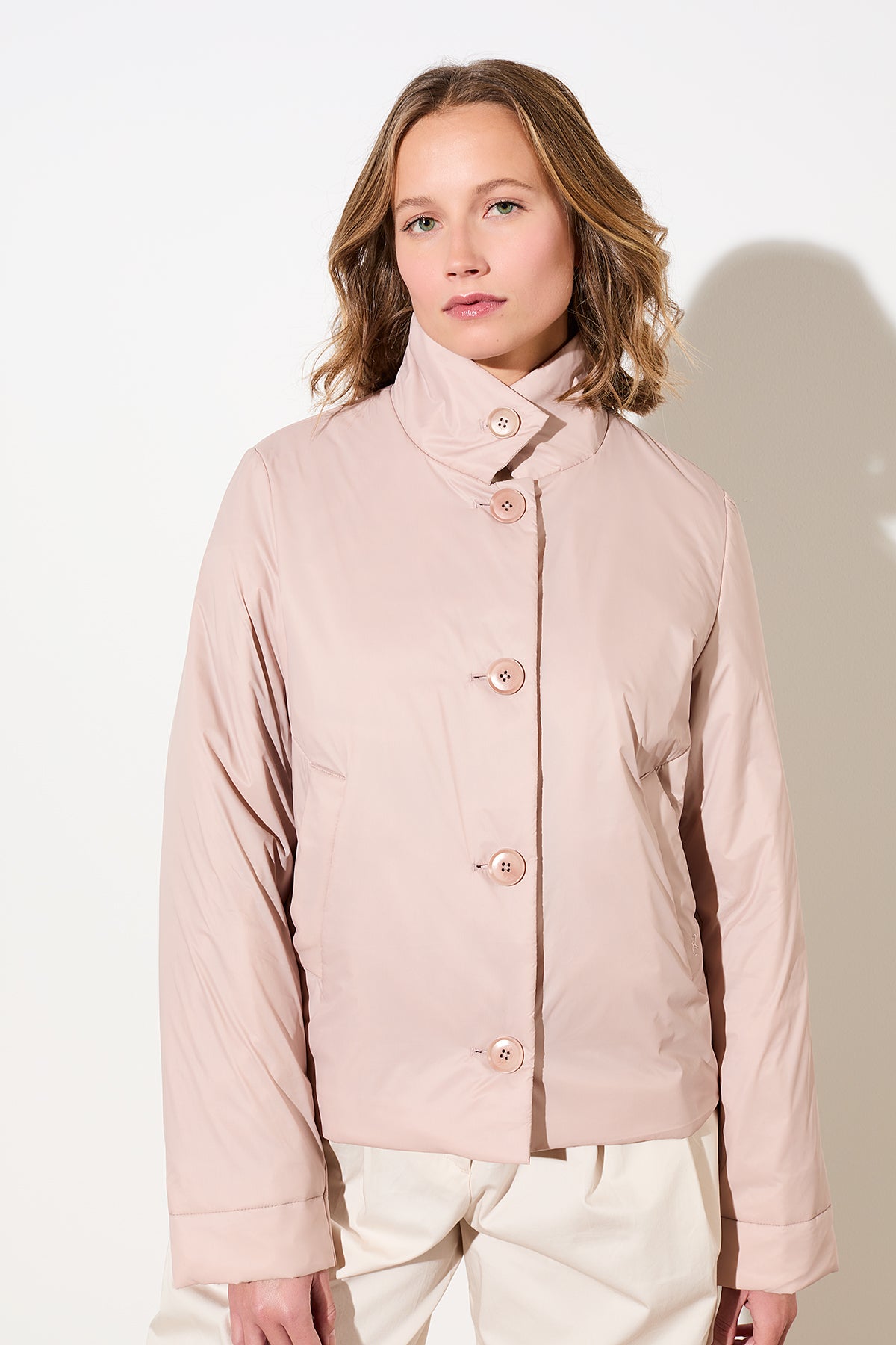 Wattierte Jacke mit kleinem Kragen für Damen in rosa